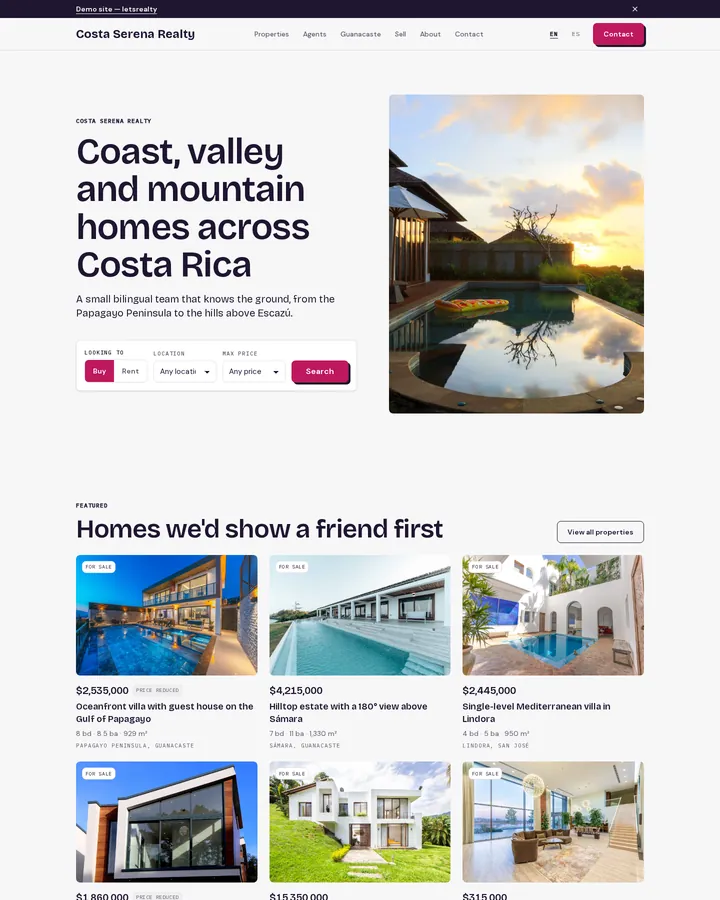 The Brisa · Hibiscus design on the demo site