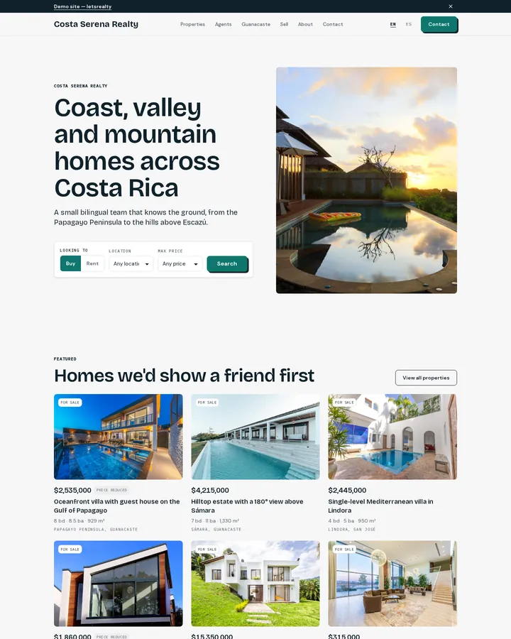 The Brisa · Lagoon design on the demo site