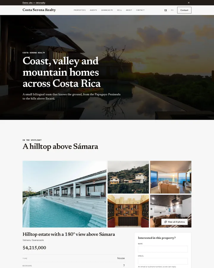 The Marea · Driftwood design on the demo site