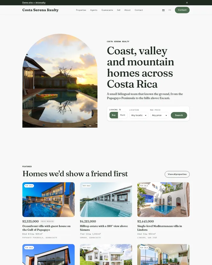 The Nido · Sage design on the demo site