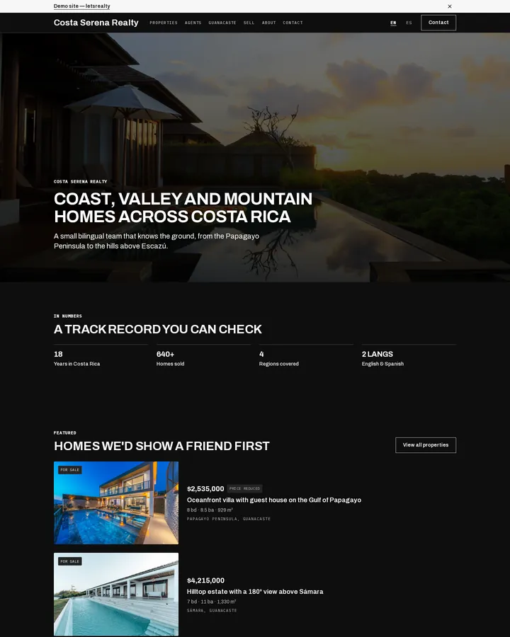 The Plaza · Onyx design on the demo site