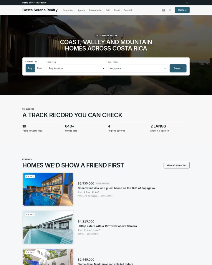 The Terra · Highland design on the demo site